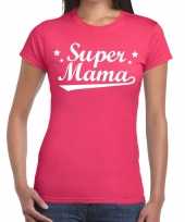 Roze cadeaushirt moeders super mama bedrukking