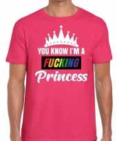 Roze you know i am a fucking princess gay pride t-shirt heren