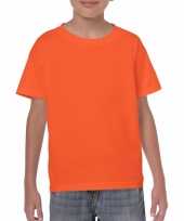 Set 2x stuks oranje kinder t shirts 150 grams 100 katoen maat 122 128 s
