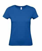 Set 3x stuks blauw basic t-shirts ronde hals dames katoen maat l 40
