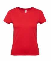 Set 4x stuks rood basic t-shirts ronde hals dames katoen maat xs 34