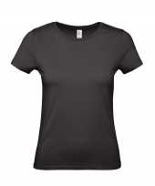 Set 5x stuks zwart basic t-shirts ronde hals dames katoen maat 2xl 44