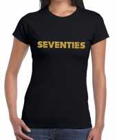 Seventies goud glitter t-shirt zwart dames