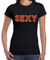 Sexy fun tekst t-shirt zwart 3d effect dames