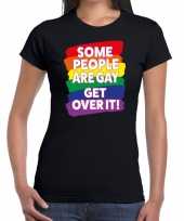 Some people are gay get over it gay pride t-shirt zwart dames
