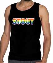 Stout gay pride tanktop mouwloos shirt zwart heren