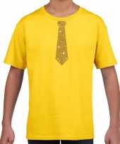 Stropdas goud glitter t-shirt geel kinderen