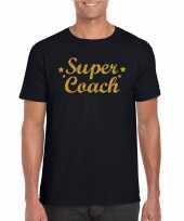 Super coach cadeau t-shirt gouden glitters zwart heren