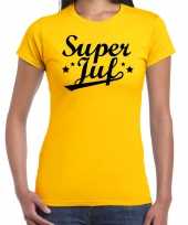 Super juf cadeau t-shirt geel dames