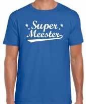Super meester cadeau t-shirt blauw heren