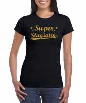 Super stagiaire cadeau t-shirt gouden glitters zwart dames