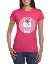 T shirt eenhoorn roze dames
