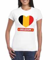 T shirt wit belgie vlag hart wit dames