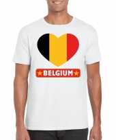 T shirt wit belgie vlag hart wit heren