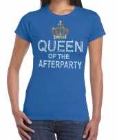 Toppers blauw toppers queen of the afterparty glitter t-shirt dames
