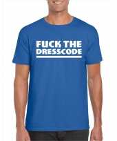 Toppers fuck the dresscode heren t-shirt blauw