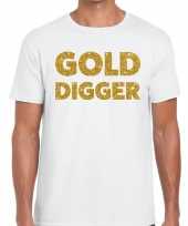 Toppers gold digger glitter tekst t-shirt wit heren