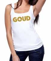 Toppers goud glitter tanktop mouwloos shirt wit dames