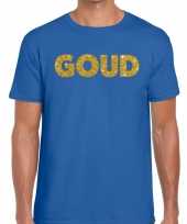 Toppers goud glitter tekst t-shirt blauw heren