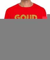 Toppers goud glitter tekst t-shirt rood heren