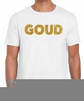 Toppers goud glitter tekst t-shirt wit heren