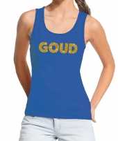 Toppers goud gouden glitter tanktop mouwloos shirt blauw dames