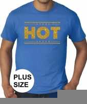 Toppers grote maten hot t-shirt blauw gouden letters