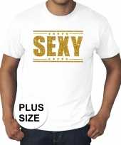 Toppers grote maten sexy t-shirt wit gouden letters