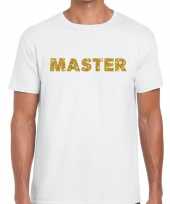 Toppers master goud glitter tekst t-shirt wit heren