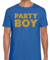 Toppers party boy glitter tekst t-shirt blauw heren
