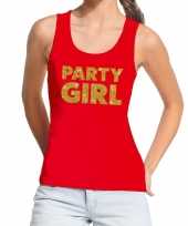 Toppers party girl glitter tanktop mouwloos shirt rood dames