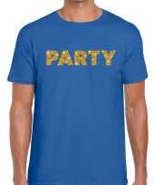 Toppers party goud glitter tekst t-shirt blauw heren