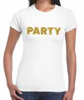 Toppers party goud glitter tekst t-shirt wit dames