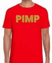 Toppers pimp glitter tekst t-shirt rood heren