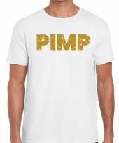 Toppers pimp glitter tekst t-shirt wit heren
