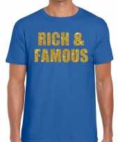 Toppers rich and famous glitter tekst t-shirt blauw heren