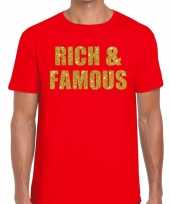 Toppers rich and famous glitter tekst t-shirt rood heren