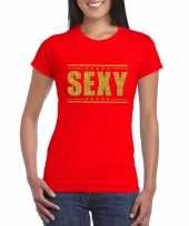 Toppers sexy t-shirt rood gouden glitters dames