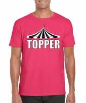 Toppers t-shirt roze topper witte letters heren