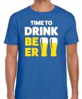 Toppers time to drink beer heren t-shirt blauw