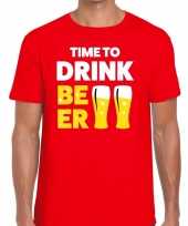 Toppers time to drink beer heren t-shirt rood