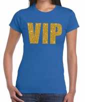Toppers vip glitter goud tekst t-shirt blauw dames