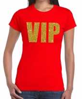 Toppers vip glitter goud tekst t-shirt rood dames