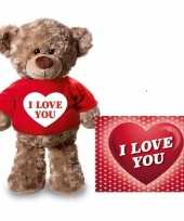Valentijn valentijnskaart knuffelbeer 24 i love you rood shirt