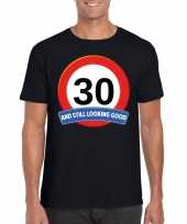Verkeersbord 30 jaar t-shirt zwart volwassenen