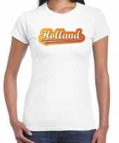 Wit t-shirt holland nederland supporter holland nederlandse wimpel ek wk dames 10284290