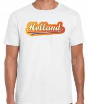 Wit t-shirt holland nederland supporter holland nederlandse wimpel ek wk heren