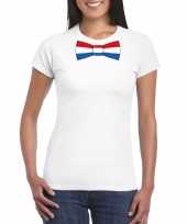 Wit t-shirt nederland vlag strikje dames