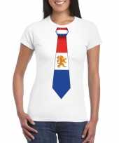 Wit t-shirt nederland vlag stropdas dames