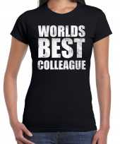 Worlds best colleague werelds beste collega cadeau t-shirt zwart dames